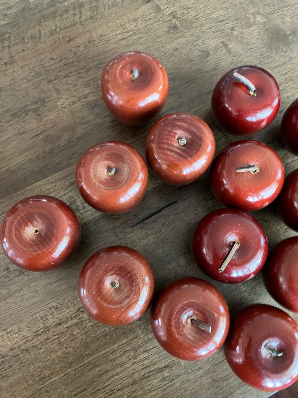 Set of 13 Decorative Red Wooden Apples - Picture 10 of 13